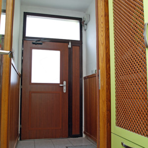 ADLO - Thermo-Sicherheitst�r TEDUO, verglast mit Oberlichte und vollem seitlichen Fixteil