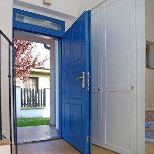 ADLO - Thermo-Auenraumtr TEJEN, Profildesign F350, Troberflche RAL 5007 und Oberlichte