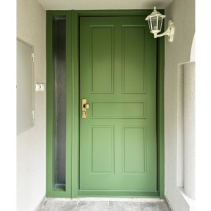 ADLO - Thermo-Auenraumtr, Profildesign FV-30, F251, Oberflche der Tr RAL 6011, seitlicher Fixteil