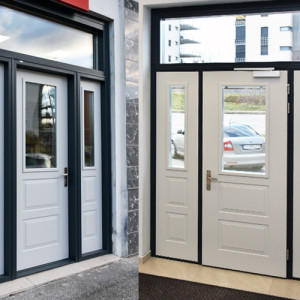 ADLO - Thermo-Au�enraumt�r ADUO, verglast, Oberlichte, seitliche Fixteile, Abmessungen 305cm x 325cm