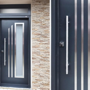 ADLO - Thermo-Au�enraumt�r verglast, T�rgriff vertikal abgerundet Abmessung 90cm x 238cm,mit Oberlichte