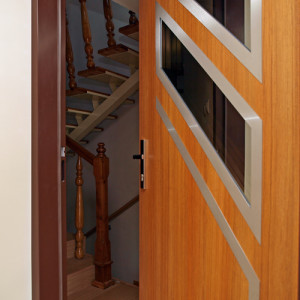 ADLO - Thermo-Sicherheitst�r Jubeo f�r den Au�enbereich, verglast PS453, Leisten aus rostfreiem Stahl