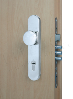 Sicherheitsbeschlag Rostex T802, Rund, Chrom Edelstahl, Griff - Kugel