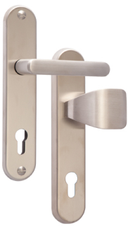 Schutzbeschlag Rostex T802, Rund, Edelstahl matt, Drcker - Eckiger Drcker