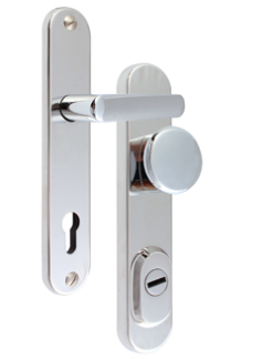 Sicherheitsbeschlag Rostex R1, Rund, Chrom Edelstahl, Griff - Kugel