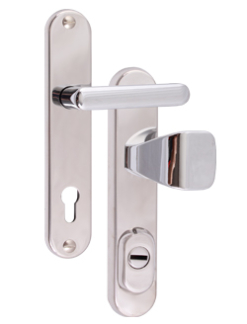 Sicherheitsbeschlag Rostex R1, Rund, Chrom Edelstahl, Griff - Quadratischer Griff
