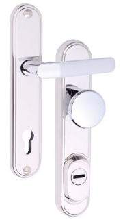 Sicherheitsbeschlag Rostex R1 Decor, Rund, Chrom Edelstahl, Griff - Kugel