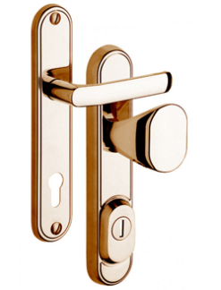 Schutzbeschlag Rostex R1 Decor, Rund, Titan glnzend, Drcker - Ovalgriff