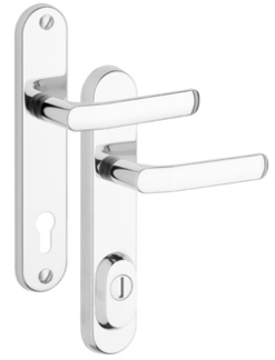 Sicherheitsbeschlag Rostex R4, Rund, Chrom Edelstahl, Griff - Griff