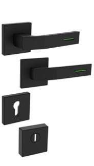 Sicherheitsrosettenbeschlag Rostex R4/H MT Finish, Quadratisch, Schwarz matt, Luminogrn, fr Serie Elite und Termo