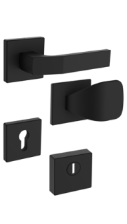 Sicherheitsrosettenbeschlag Rostex R1/H MT Finish, Quadratisch, Schwarz matt, fr Serie Elite und Termo