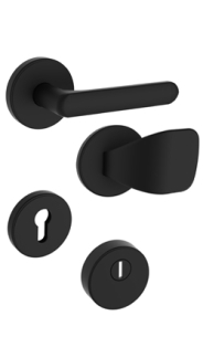 Sicherheitsrosettenbeschlag Rostex R1/S MT Finish, Rund, Schwarz matt, fr Serie Elite und Termo