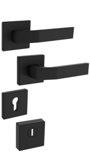 Sicherheitsrosettenbeschlag Rostex R4/H MT Finish, Quadratisch, Schwarz matt, fr Serie Elite und Termo