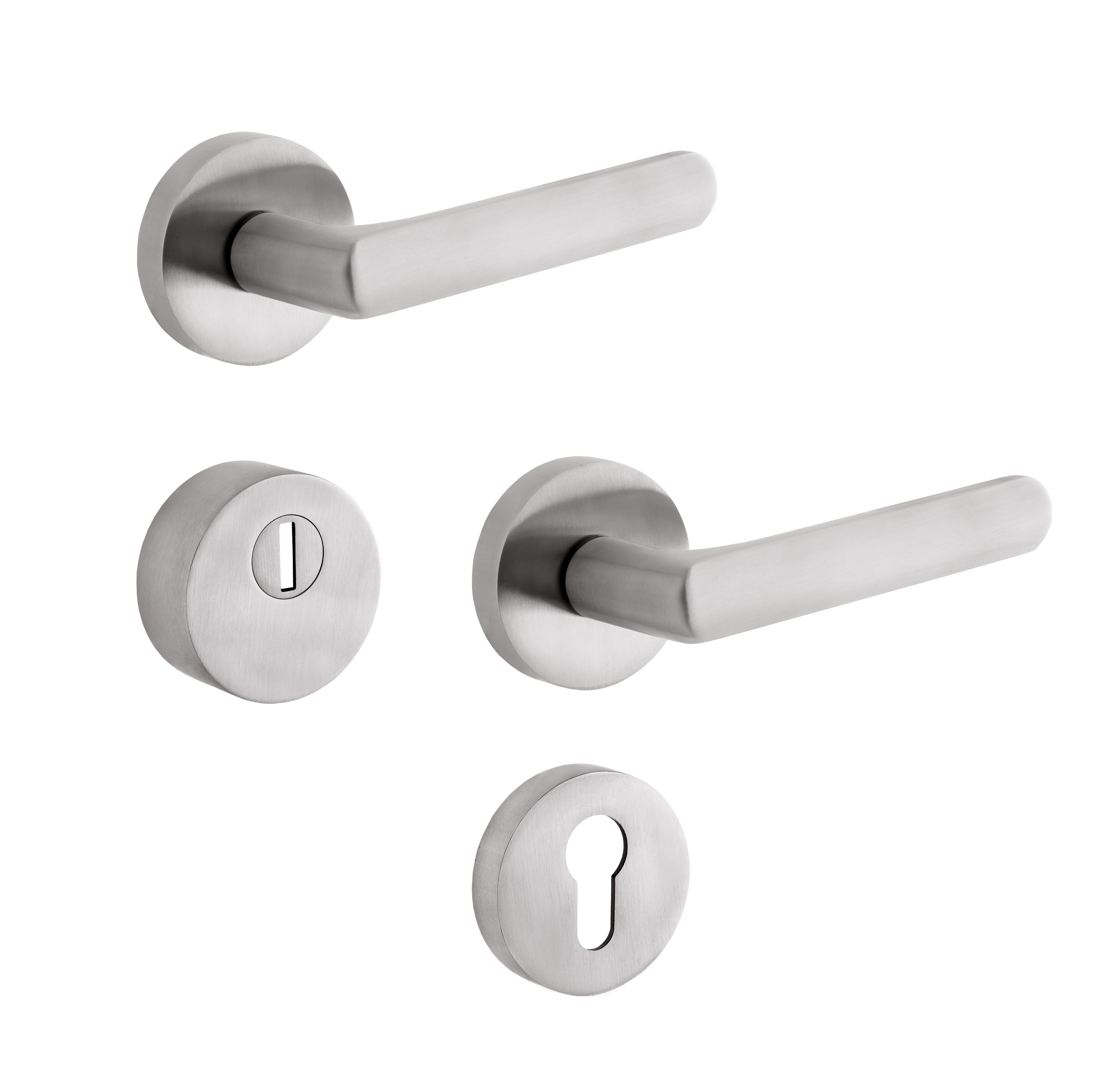 Sicherheits-Rosettenbeschlag Rostex RN4/S, rund, Edelstahl matt, Dr�cker - Dr�cker